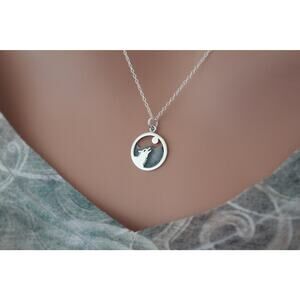Sterling Silver Wolf Howling at the Moon Charm Necklace